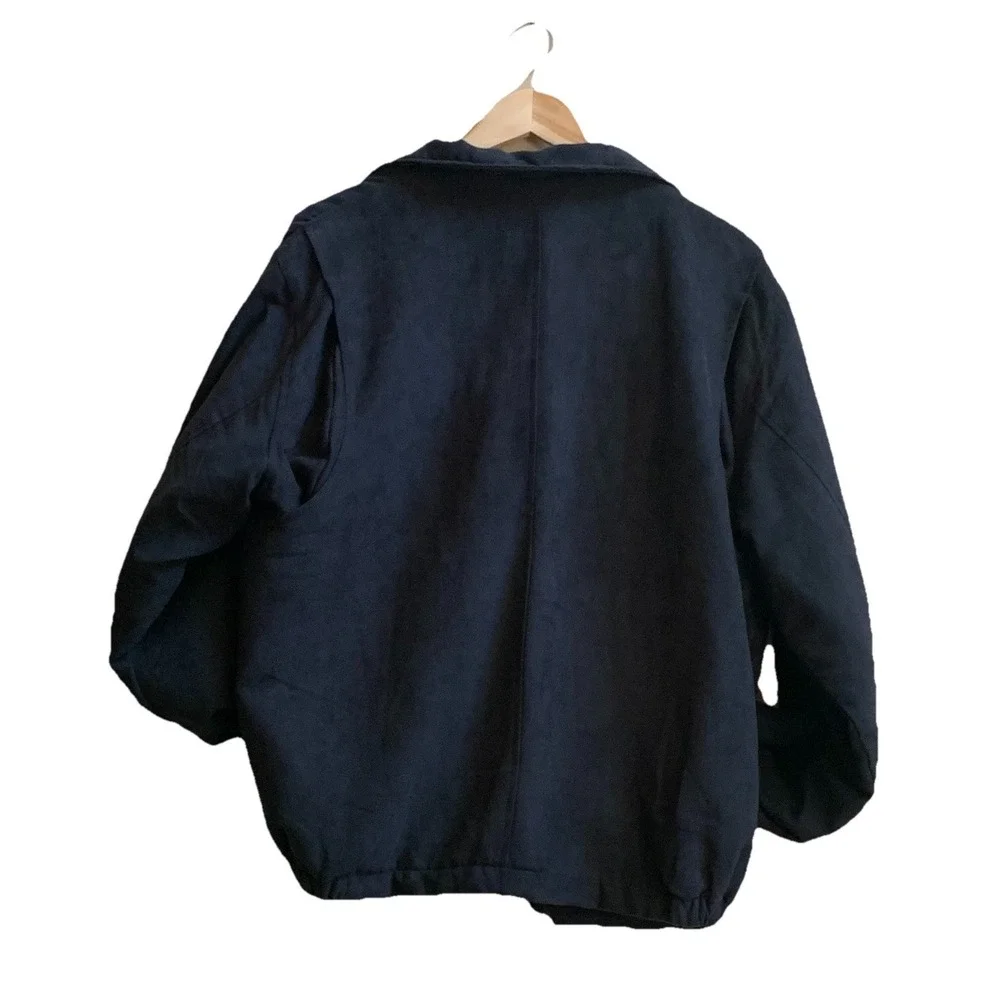 Montage Collection Black Faux Suede ZipUp Bomber Jacket With Pockets Size M